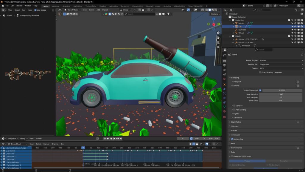 making of illustrator car nft 3d blender