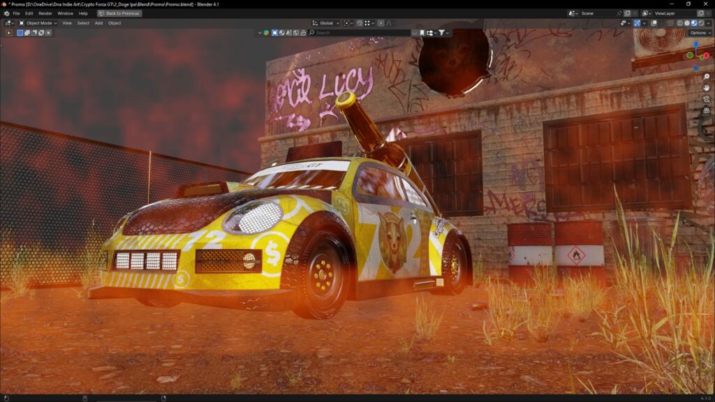 making of illustrator car nft 3d blender